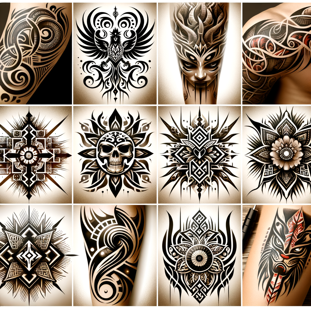 Collection of popular tribal tattoo designs showcasing the latest trends in tribal tattoo art, including modern and traditional styles, providing unique tribal tattoo ideas and inspiration.